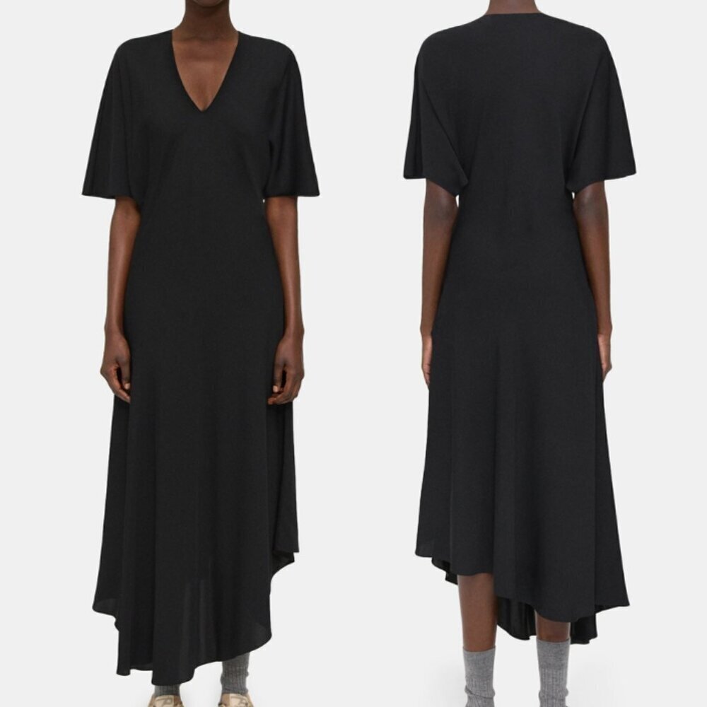 NWOT Theory Bias-Cut Dress in Silk Georgette, Black, Size Small